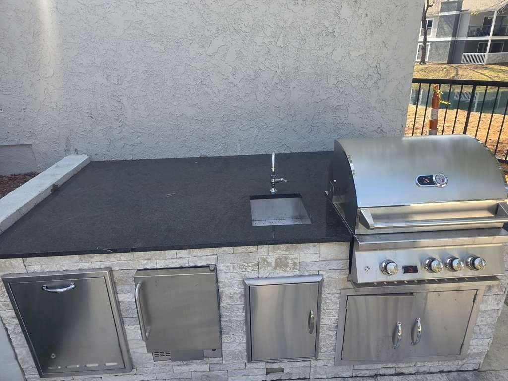 Patio grill area after cleaning