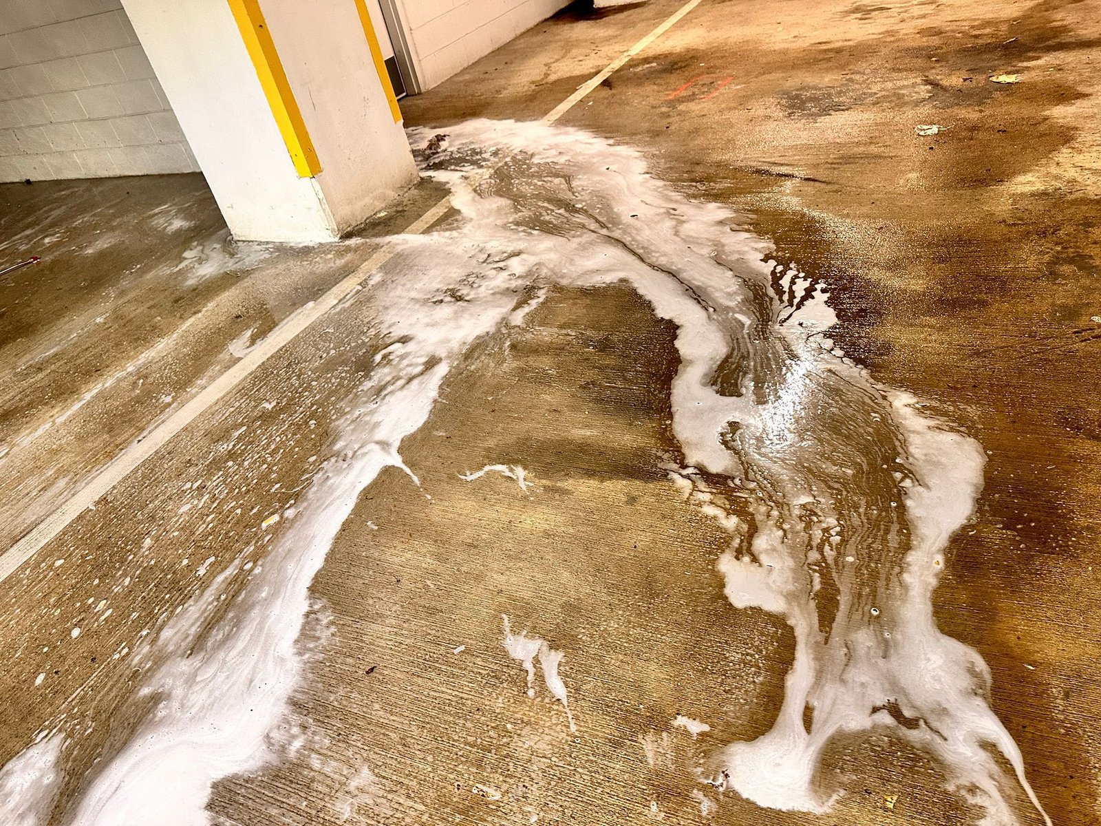 Parking lot during cleaning