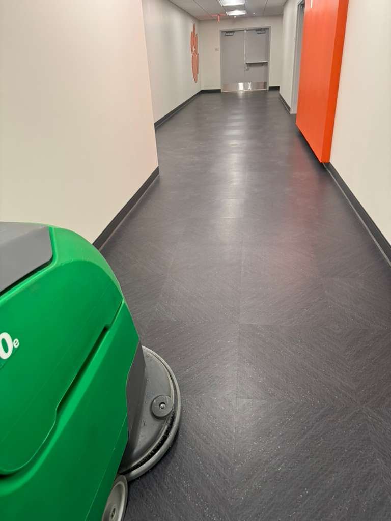 Stadium hallway after cleaning