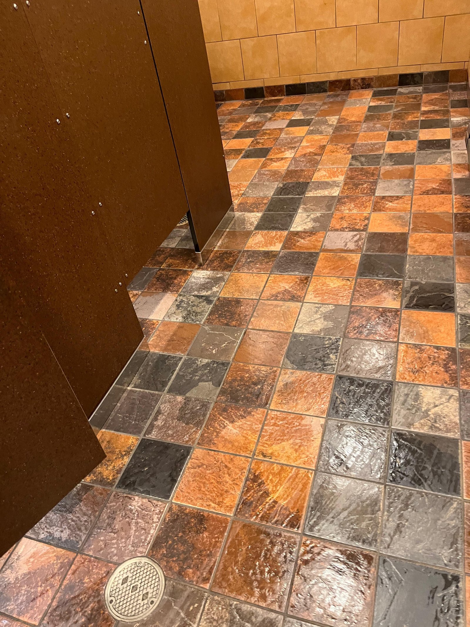 Supermarket restroom after cleaning